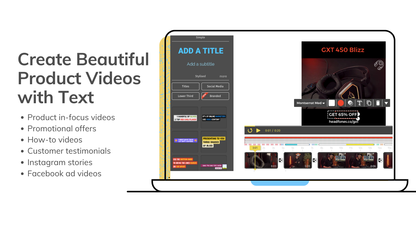 Typito video editor with branded caption templates